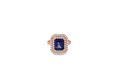 Bague en tanzanite à double halo
