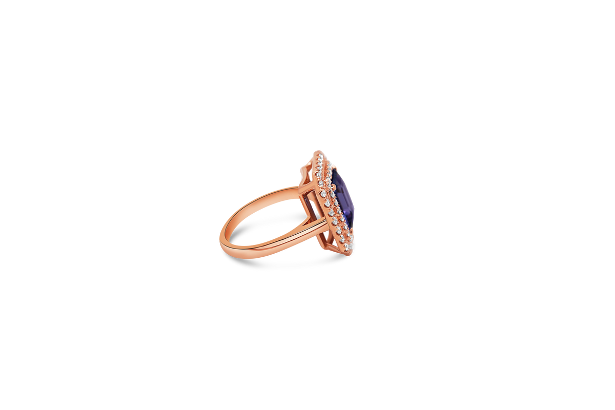 Bague en tanzanite à double halo
