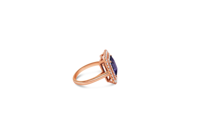 Bague en tanzanite à double halo