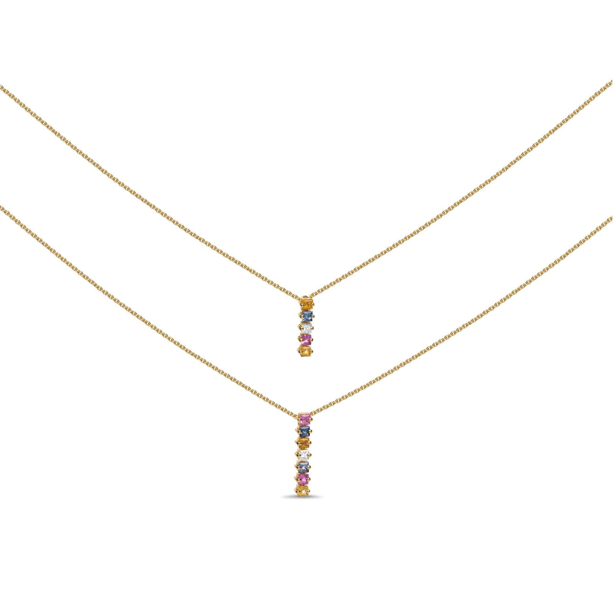 Collier court en saphirs de couleur