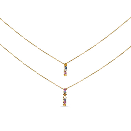Collier court en saphirs de couleur