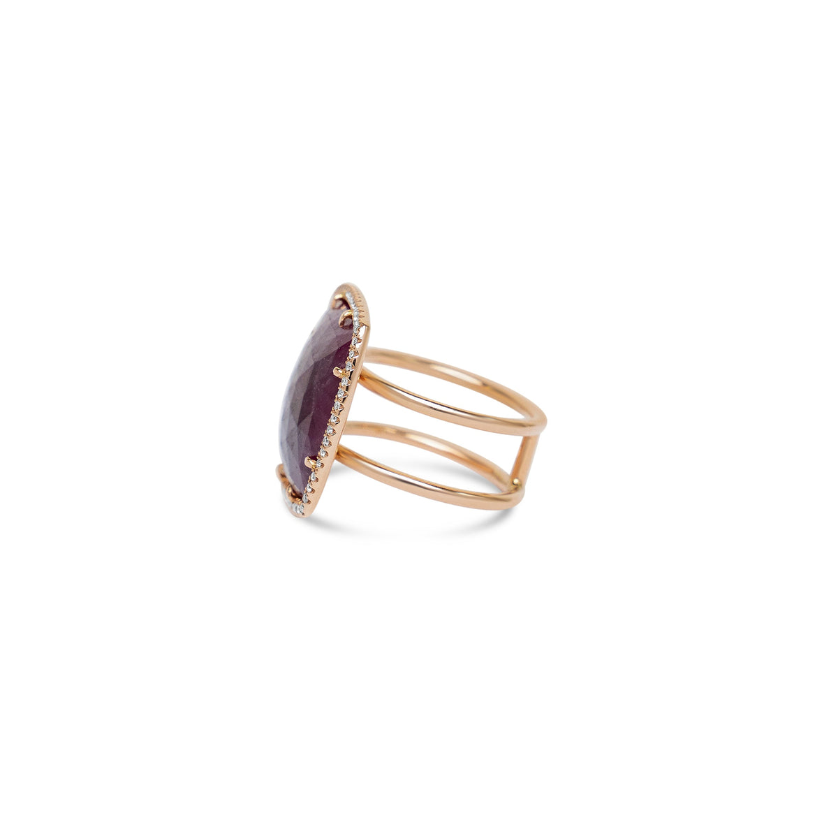 Bague rubis tranché