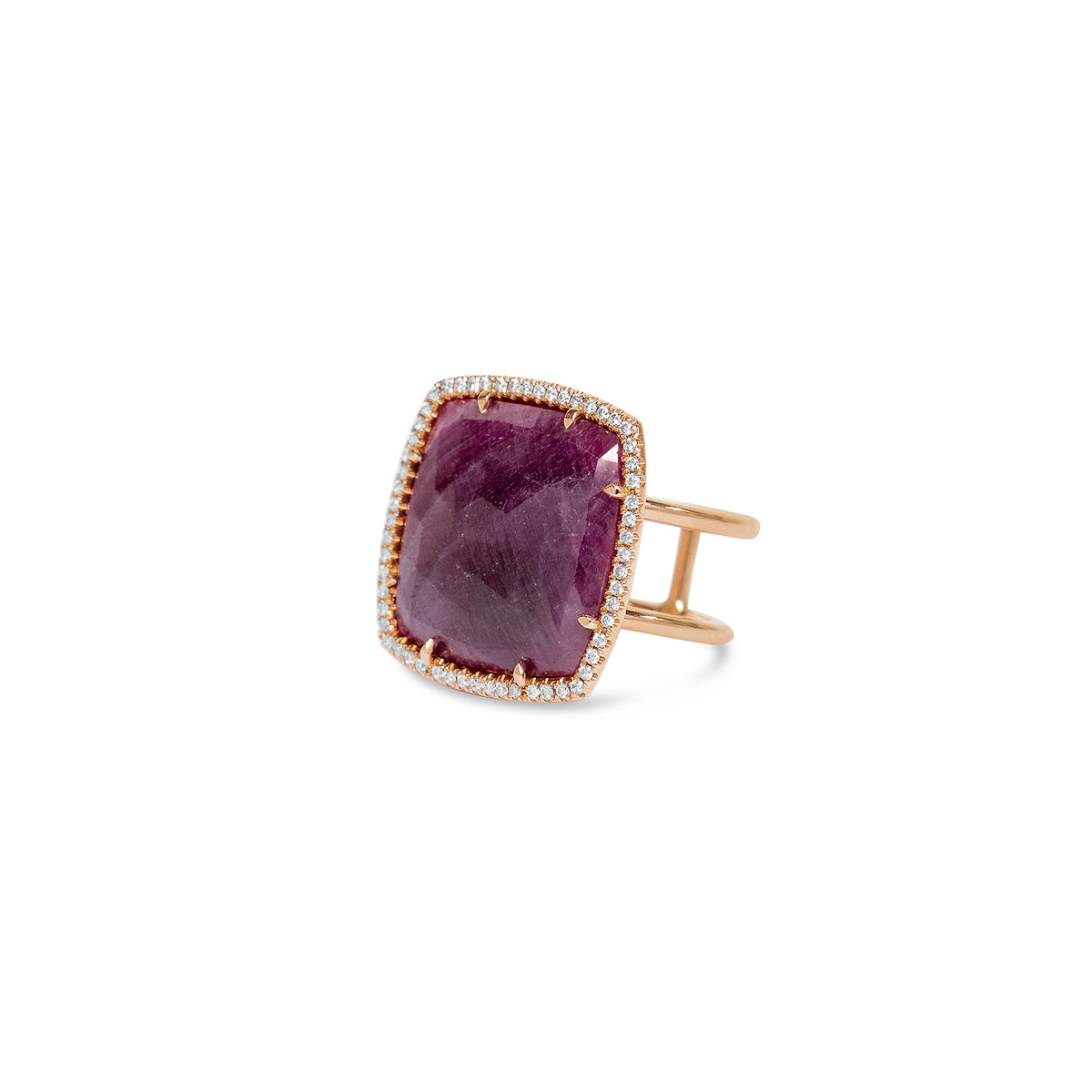 Bague rubis tranché
