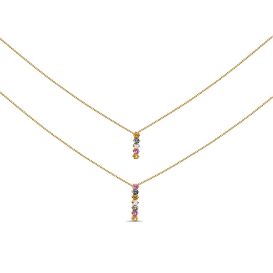 Collier long en saphirs de couleur