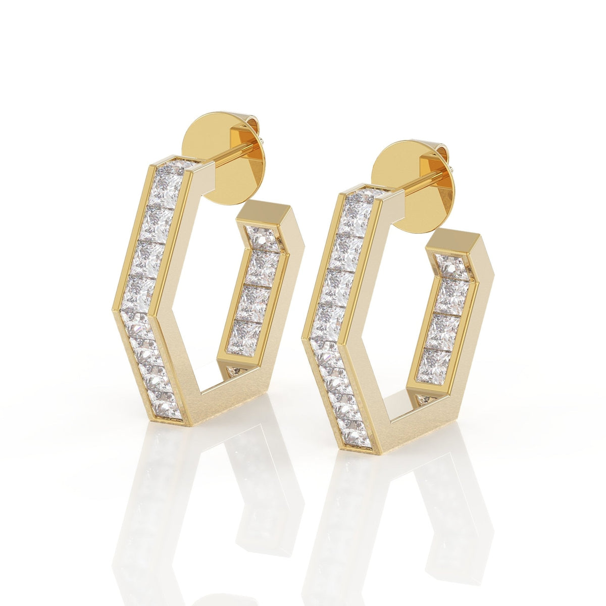 small hectagon earring