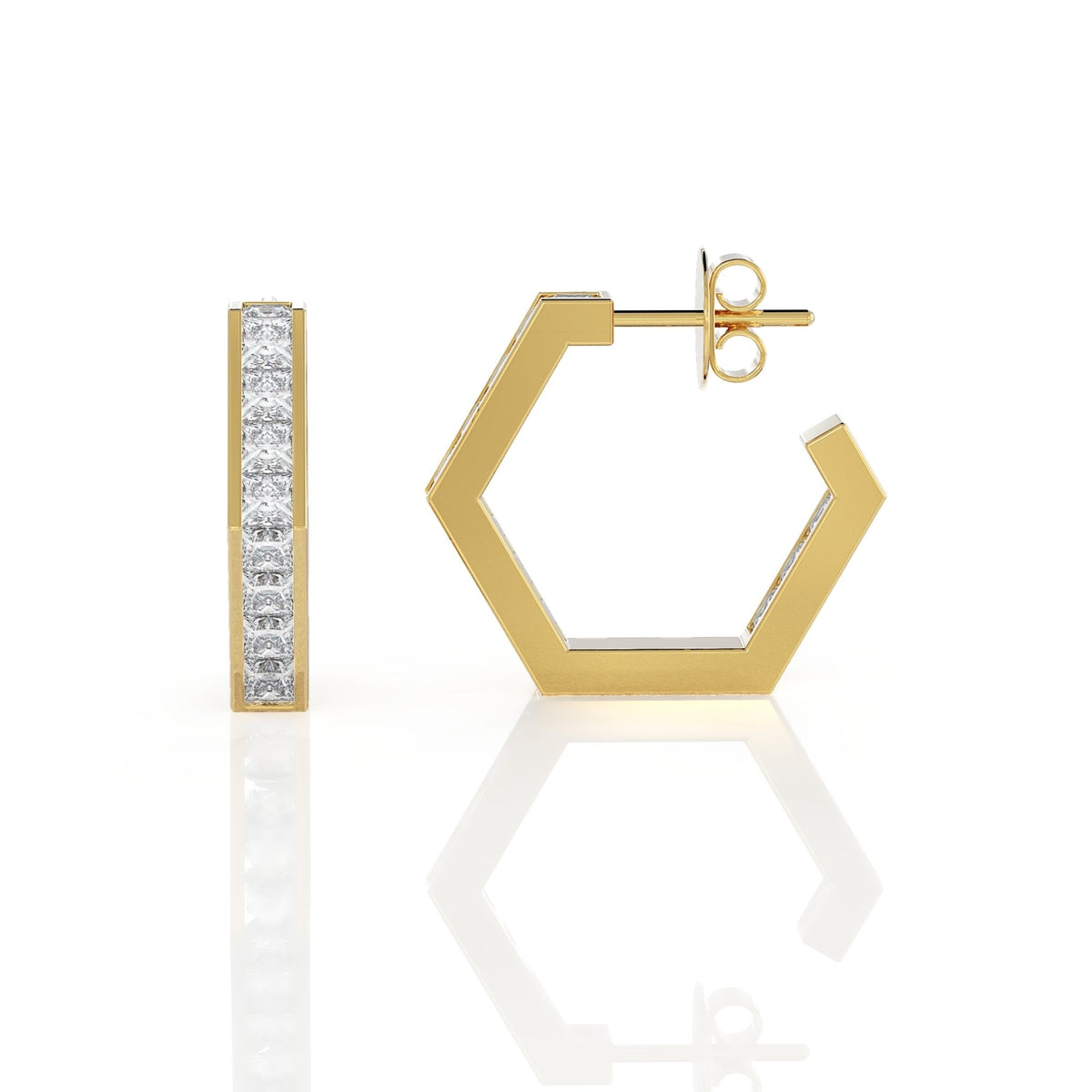 small hectagon earring